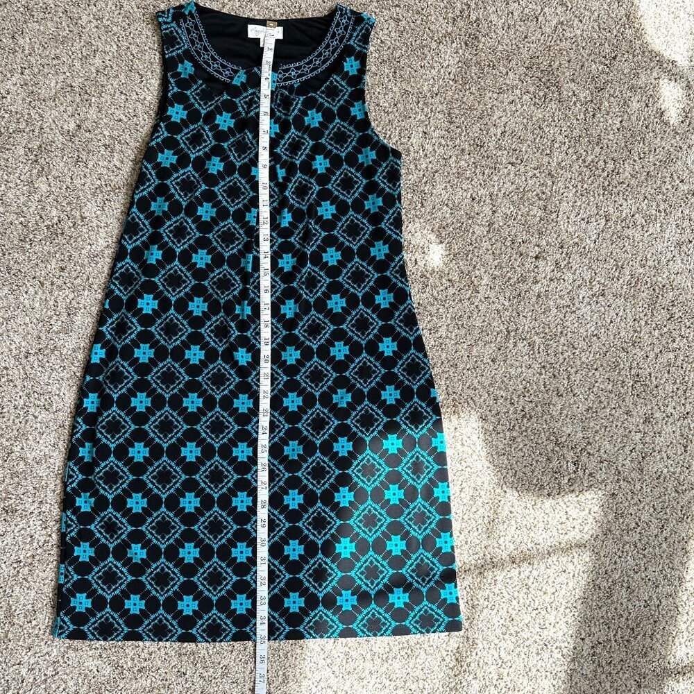 Black Dress with Pop of Color Sleeveless  Dress Size M Shift Sheath - Picture 6 of 12